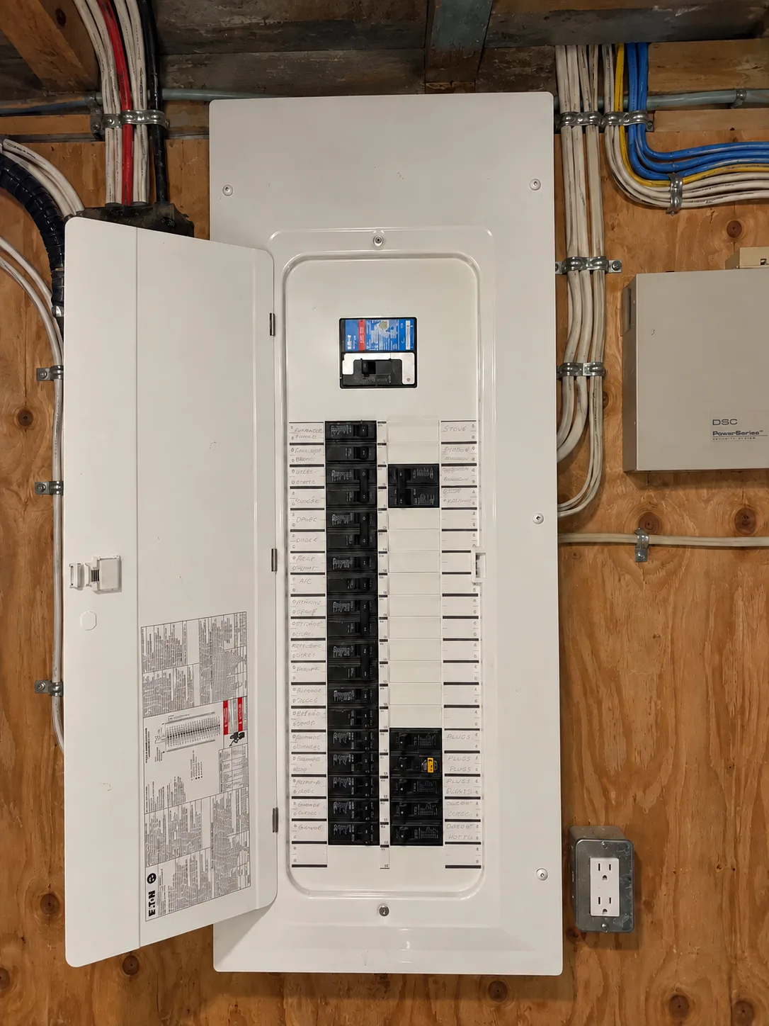 A finished panel with every conductor dressed, strapped and squared before the crew leaves.